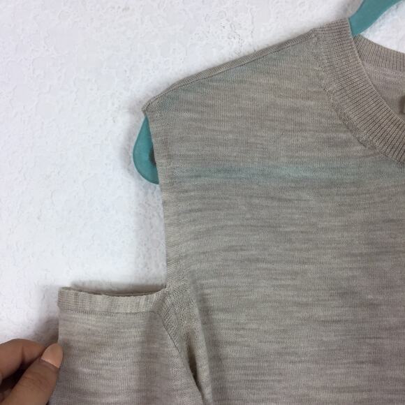 All Saints Elton Cream Merino Wool Sweater XS Cut Out Shoulder Lightweight - Picture 8 of 12